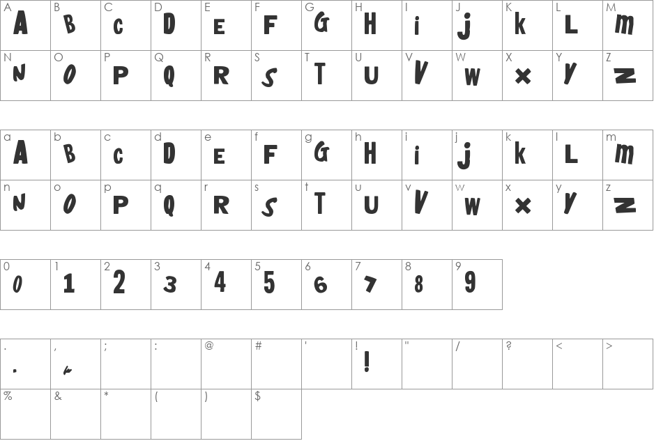 heyboy!heygirl! font character map preview