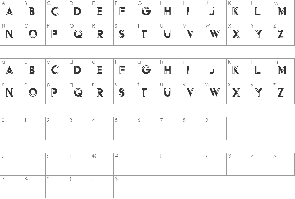 HFF Black Steel font character map preview