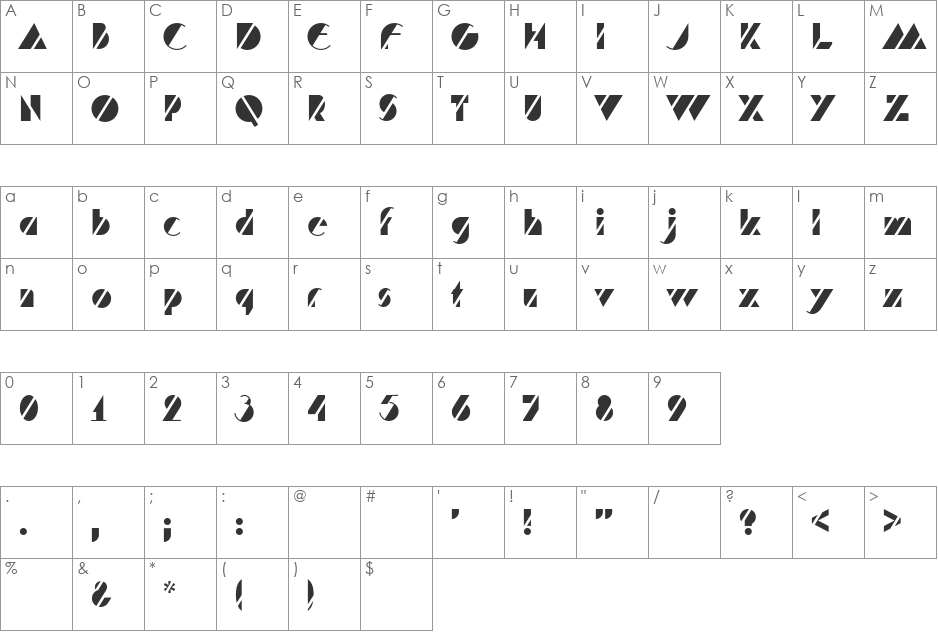 HFF Code Deco font character map preview