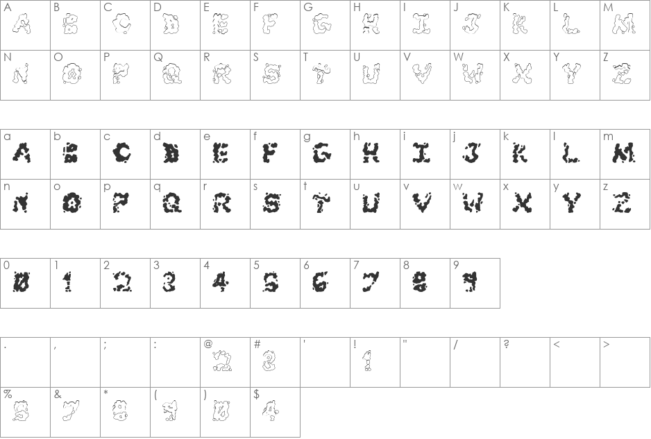 Archipelago font character map preview
