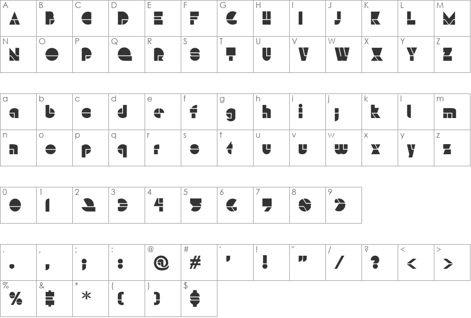 HFF Modern Strand font character map preview