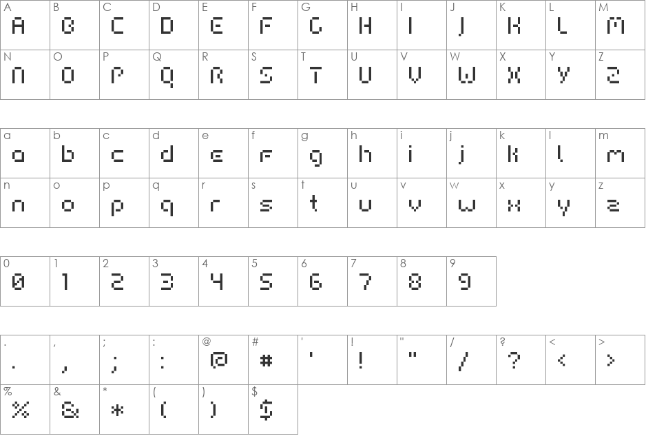 HIAIRPORT FFM font character map preview
