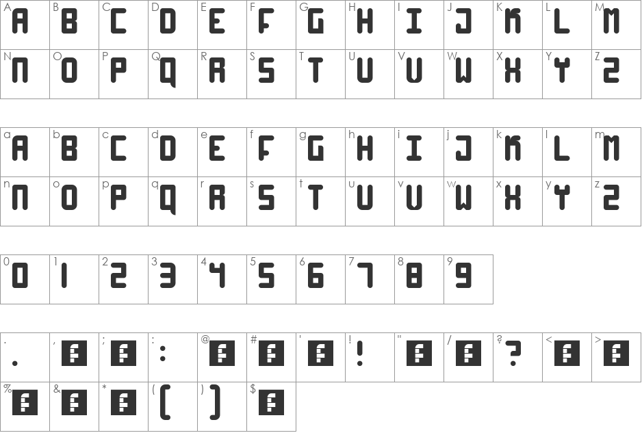 High 4 font character map preview
