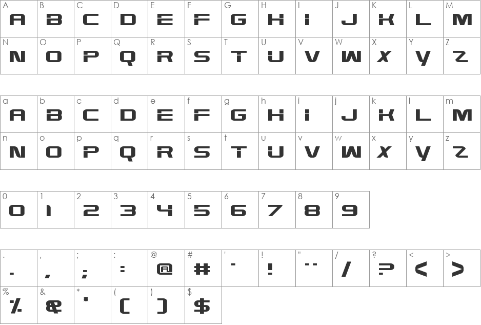 High Def font character map preview