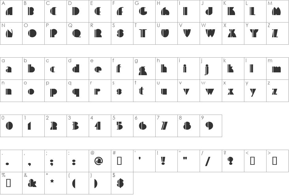 High Five NF font character map preview