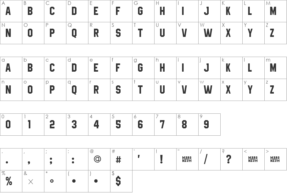 High Jakarta font character map preview