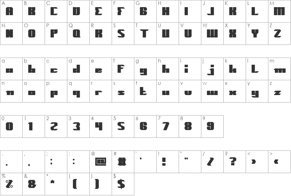 High Speed font character map preview
