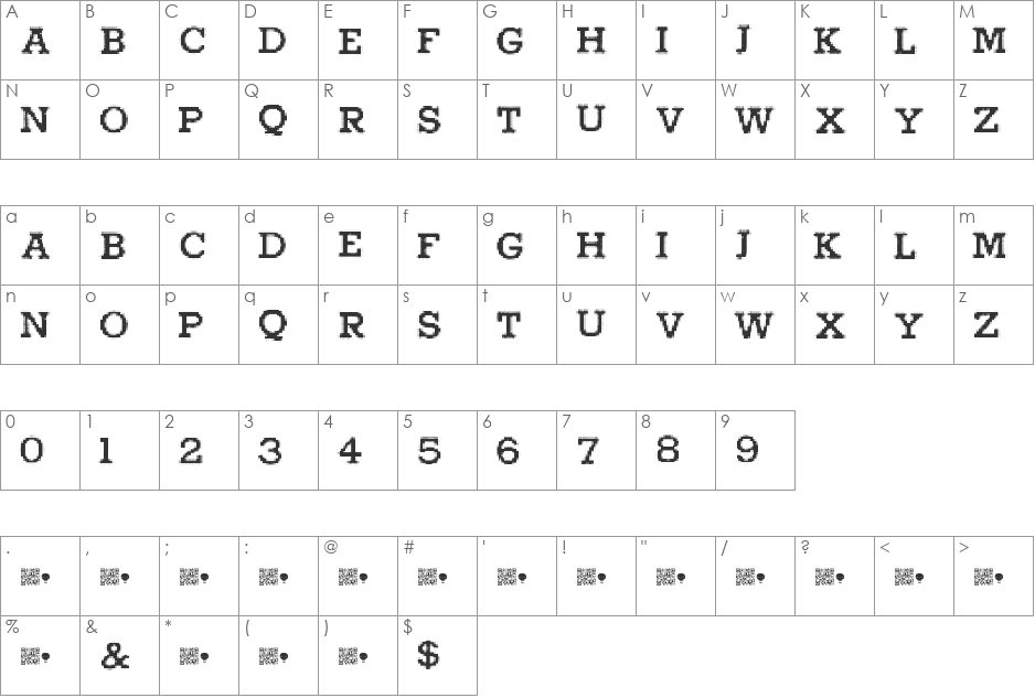 HigherPixels font character map preview