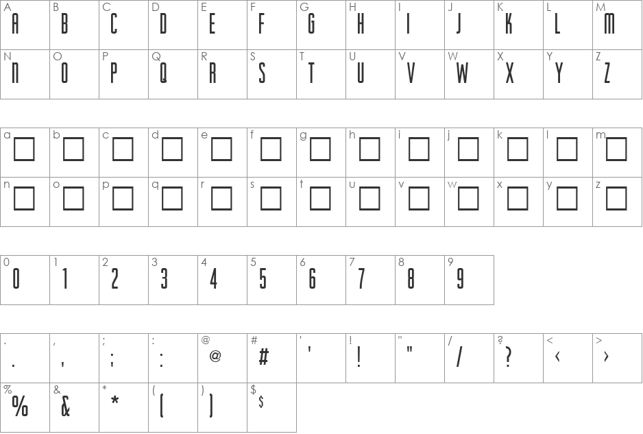 Higherup font character map preview