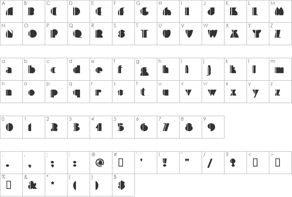 HighFive font character map preview