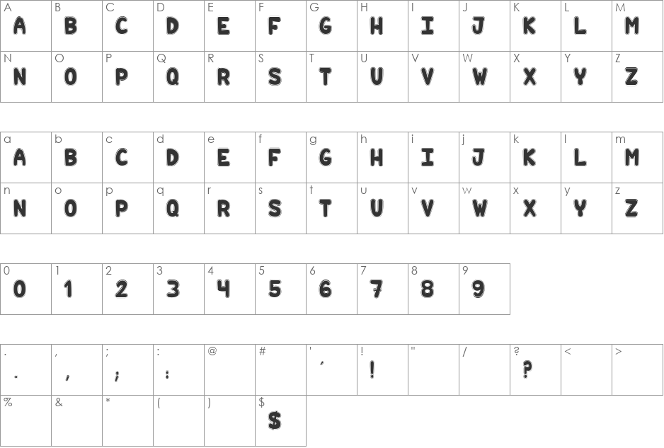 Hilarious Comics font character map preview