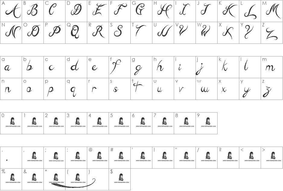 Hill Billies font character map preview