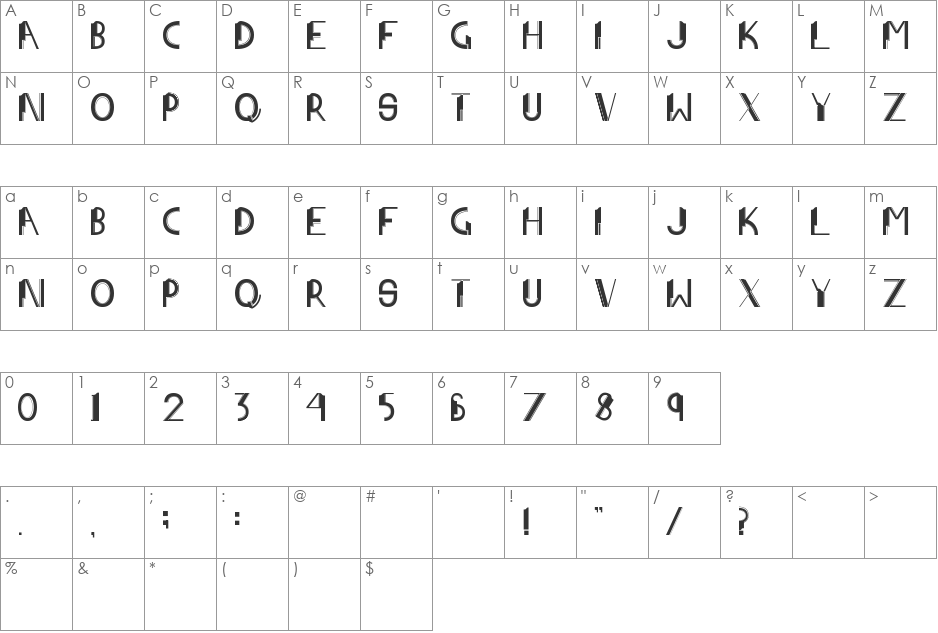 Architype font character map preview