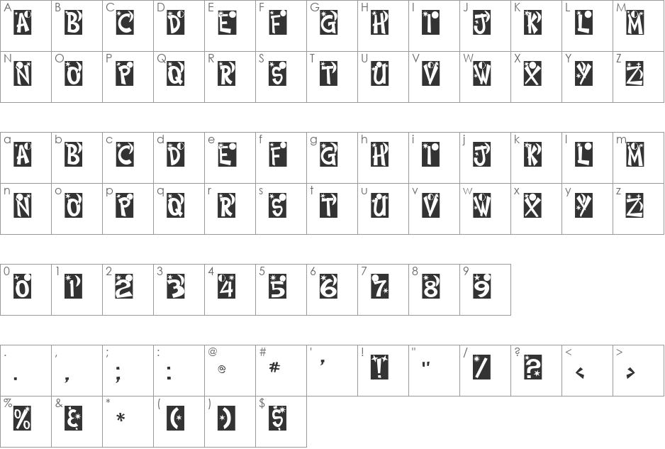 Himmel DB font character map preview