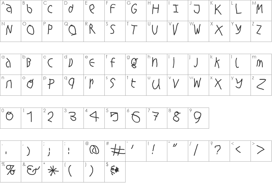 HingehudeltMedium font character map preview