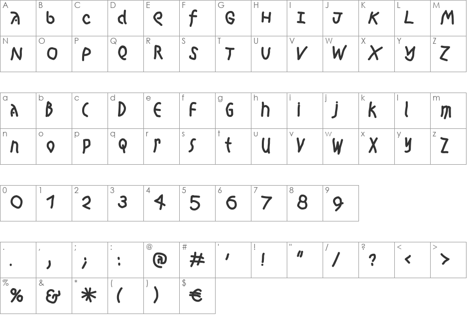 HingeschludertBlack font character map preview