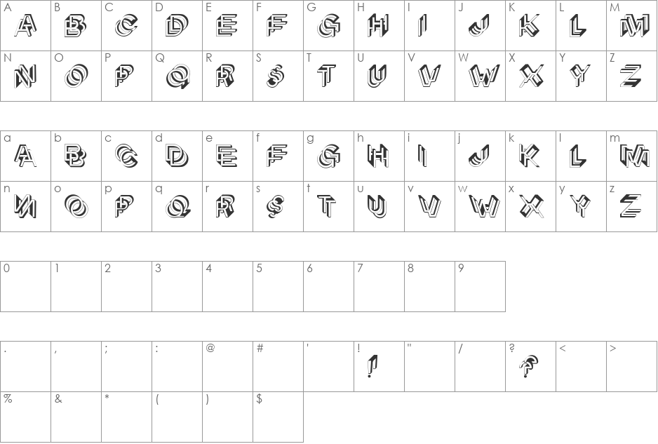 Architypogra font character map preview