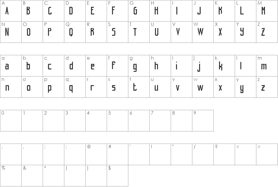 hint-retro_free-version font character map preview