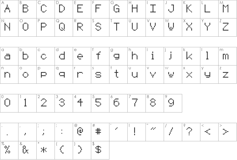 Hippauf font character map preview