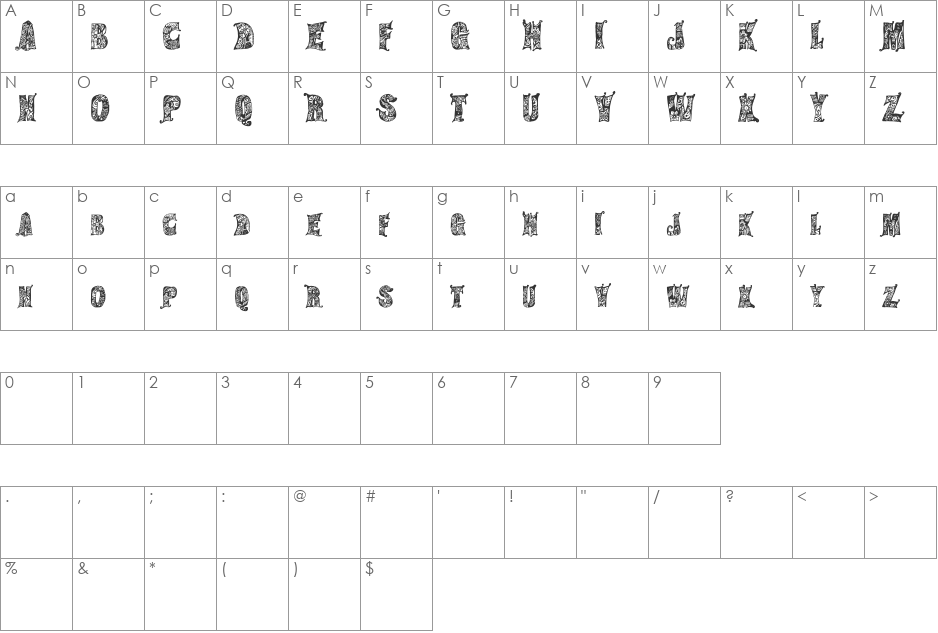 Hippie Gypsy font character map preview