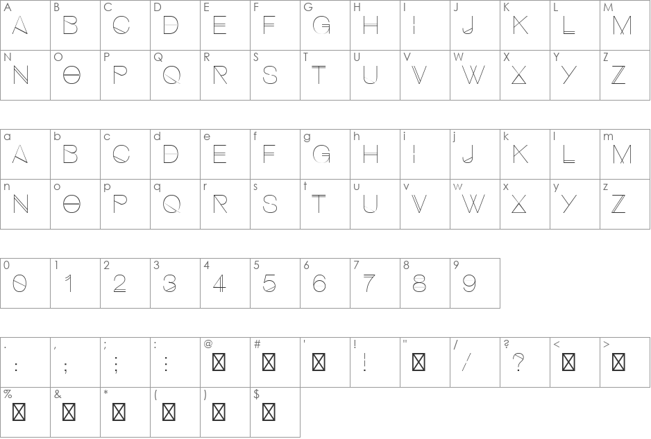 Hipstelvetica font character map preview