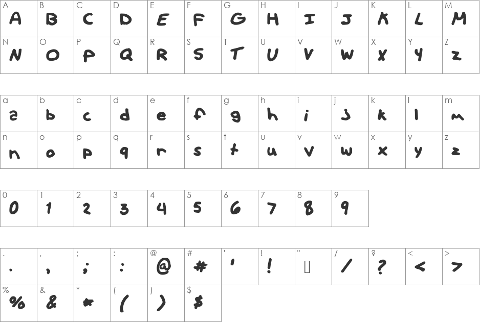 Hipster font character map preview
