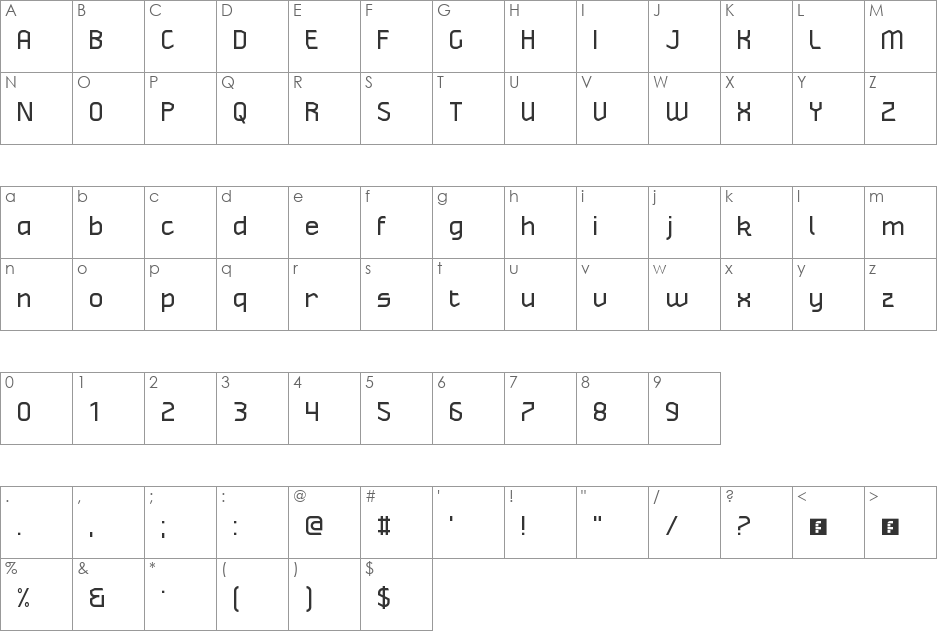 Hisel font character map preview
