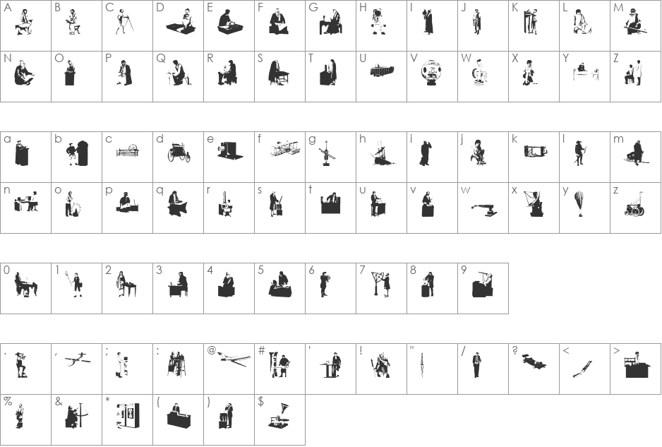 HistoricMoments font character map preview