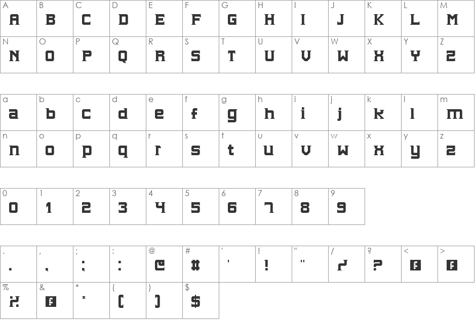 History Lowercase font character map preview