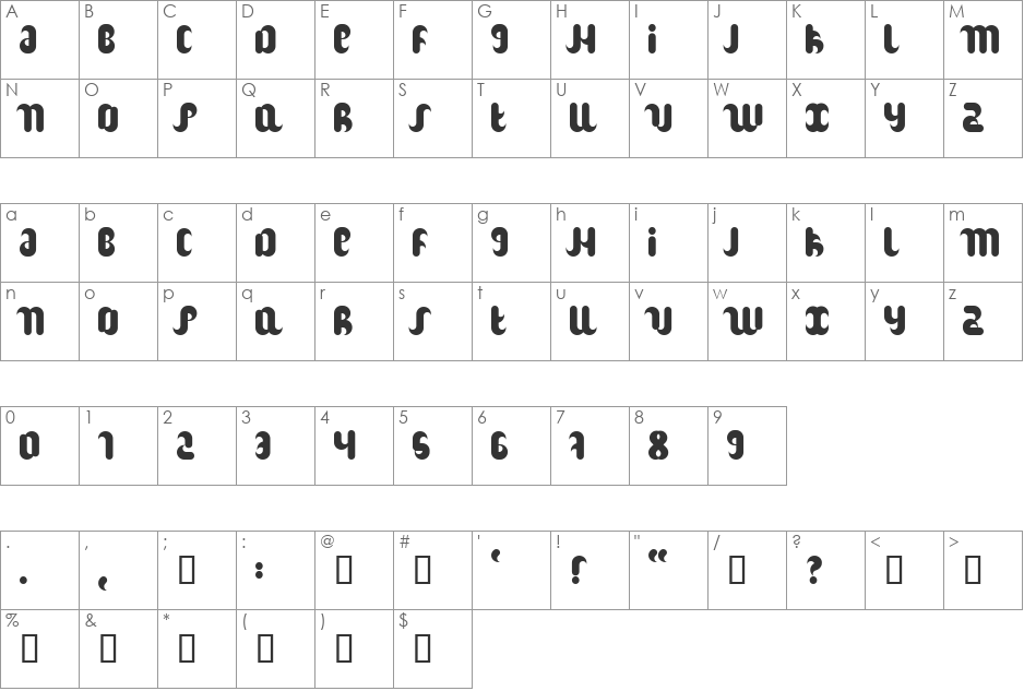Hitch font character map preview