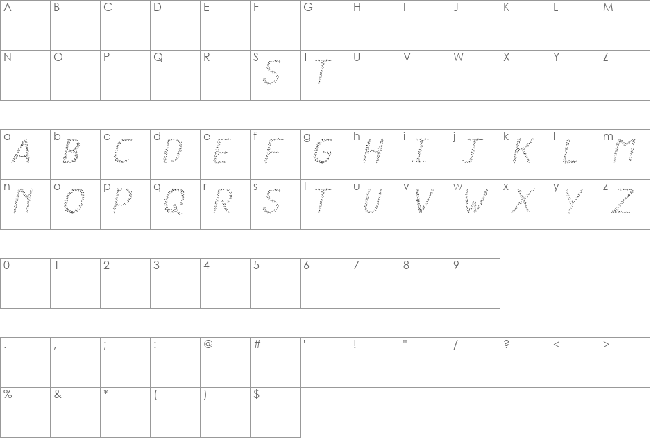 HKH Bud font character map preview