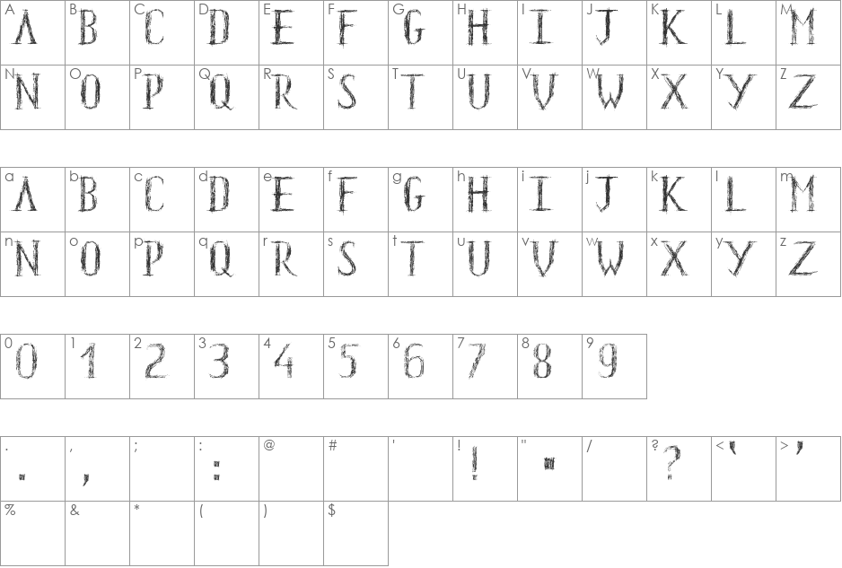 HKH Old Glyphs font character map preview