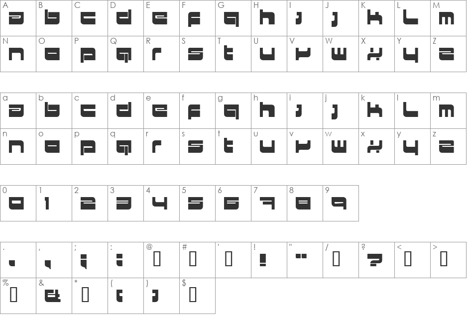 HKI metropol font character map preview