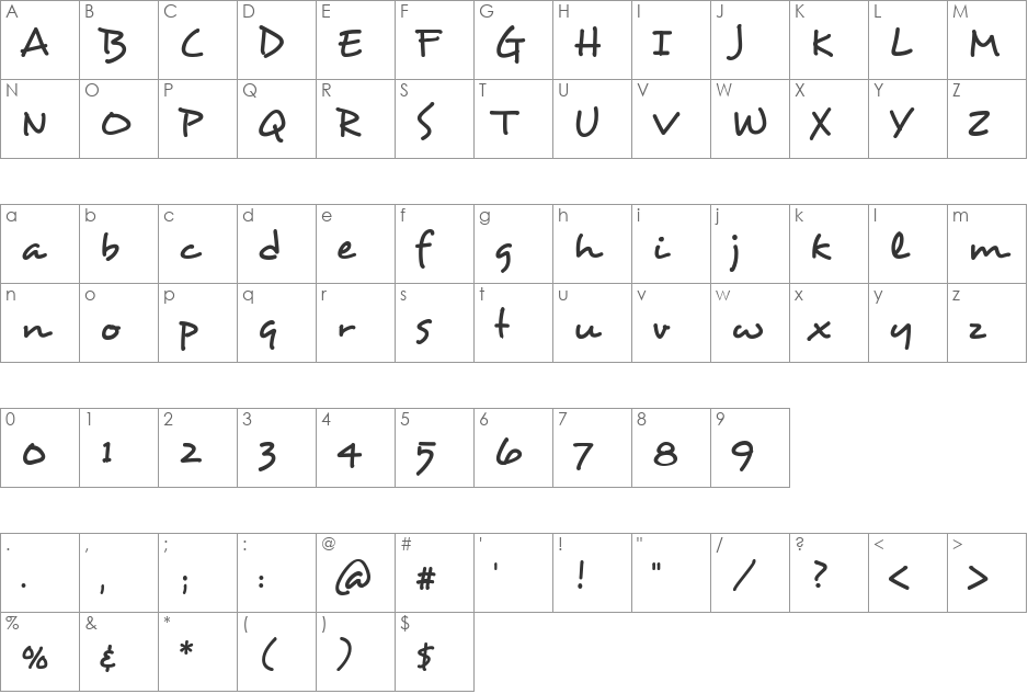 HL Dongian font character map preview