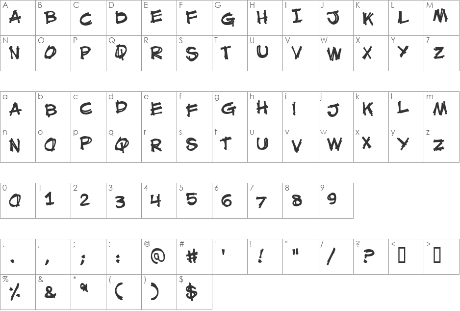 HL Fantasy1 font character map preview