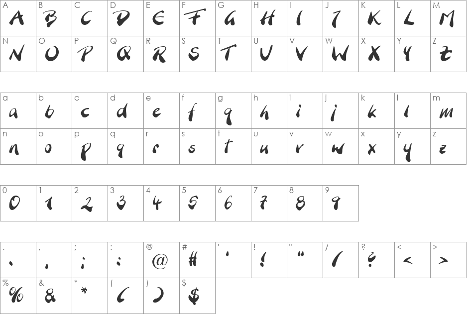 HL Giotmuc font character map preview