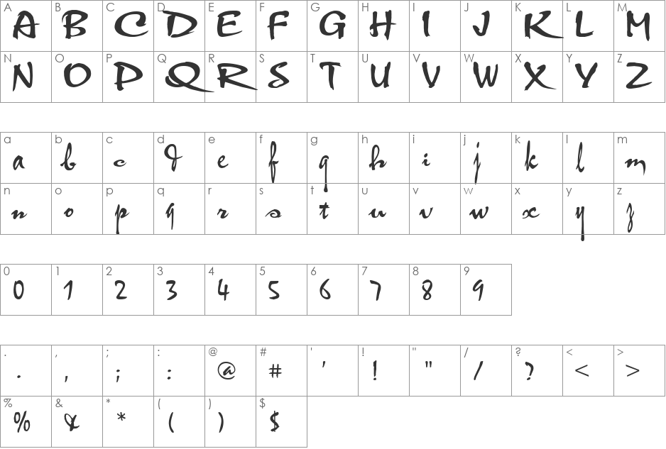 HL Thuphap 2BK font character map preview