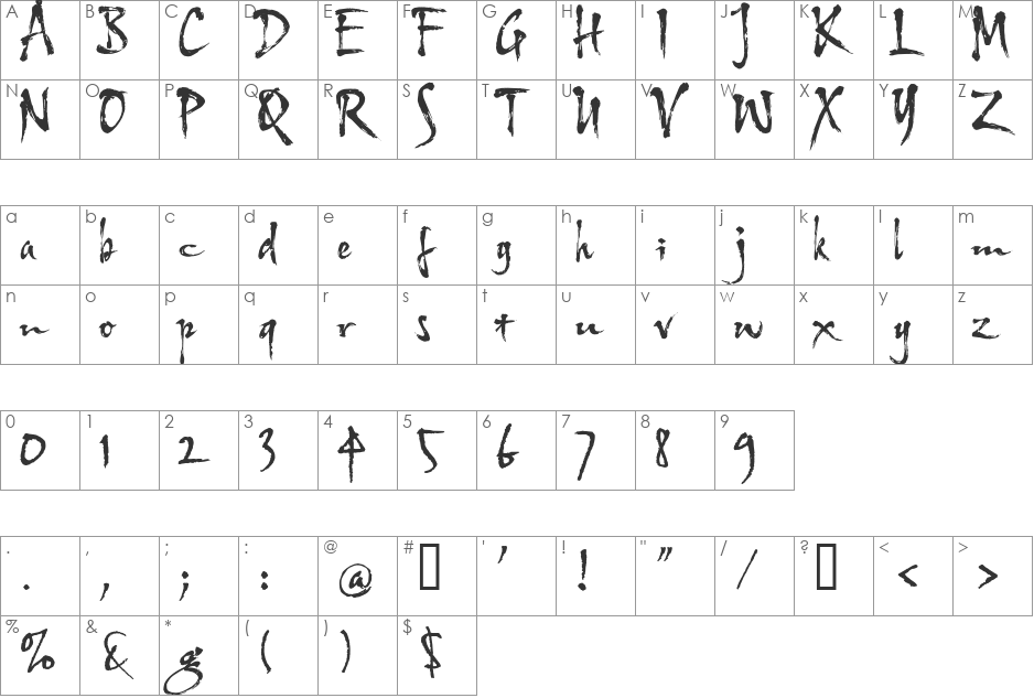 HL Thuphap 4BK font character map preview