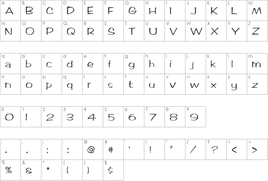 Arctic font character map preview