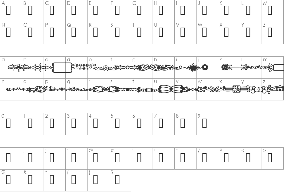 HMGFont7 font character map preview