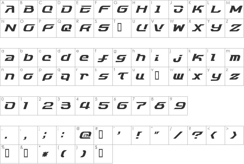 HNdash1.01 font character map preview
