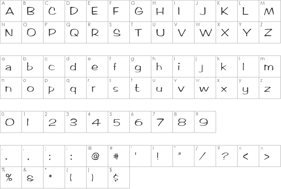 Arctic2 font character map preview