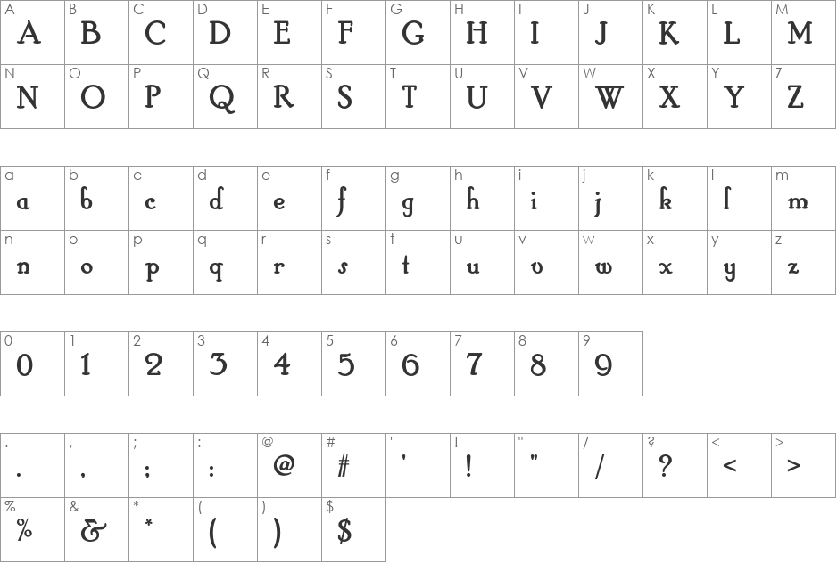 Hobby Horse NF font character map preview