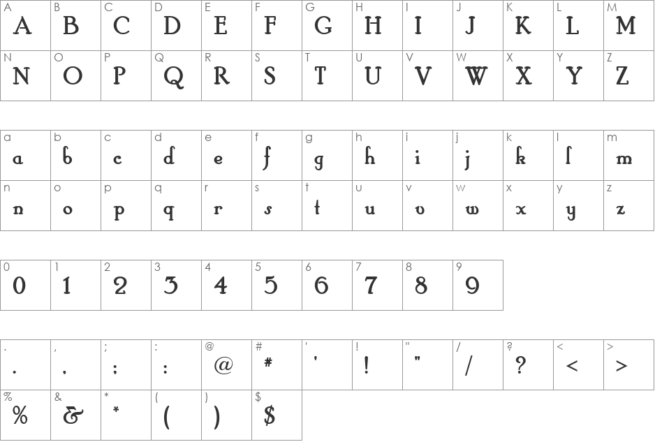 HobbyHorseNF font character map preview