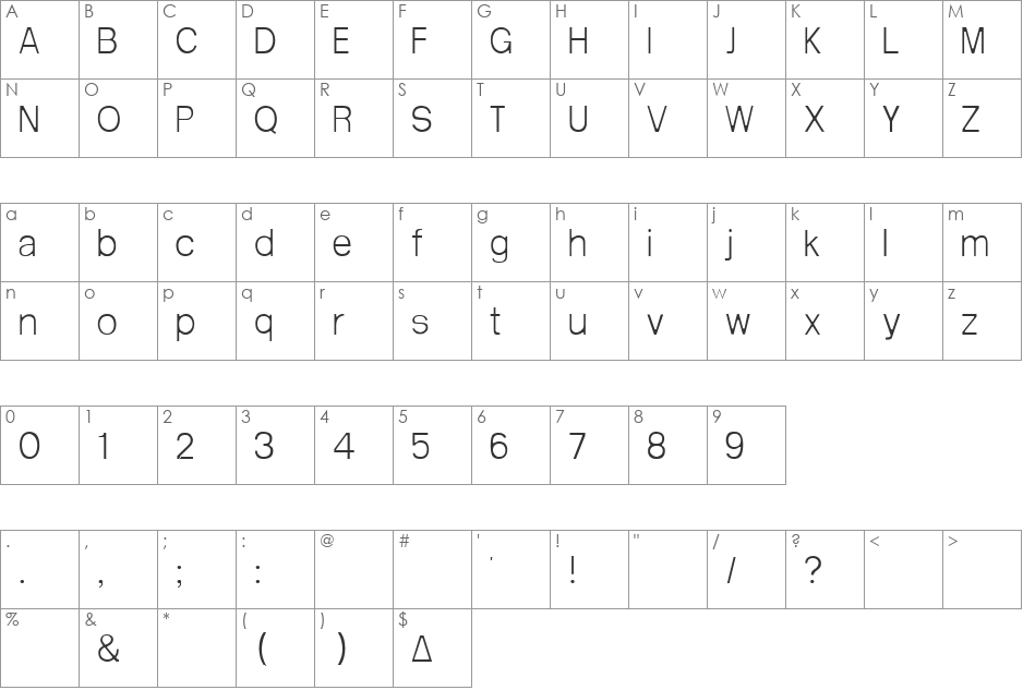 Arctik 1 font character map preview