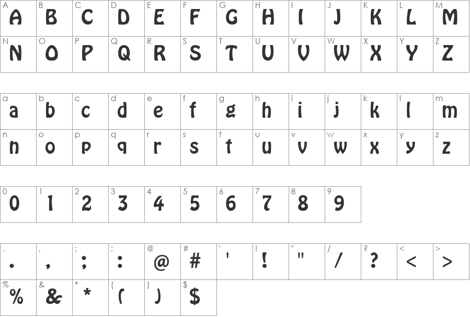 Hobo Std font character map preview