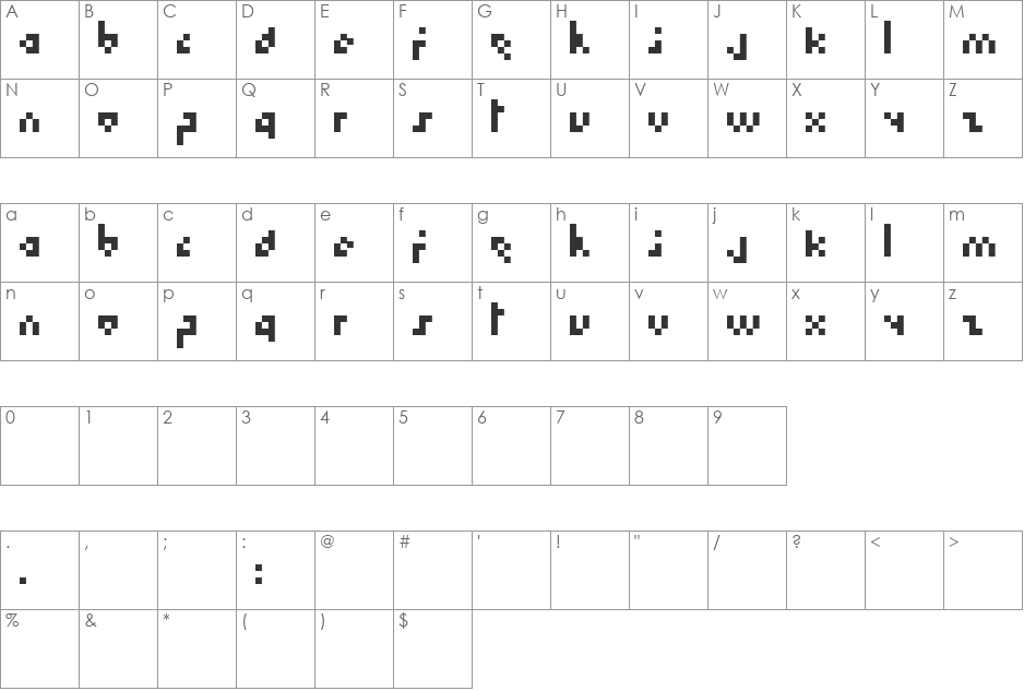 Hoboart font character map preview