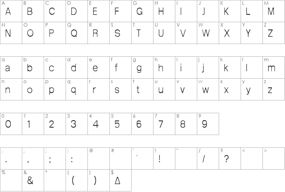 Arctik 2 font character map preview