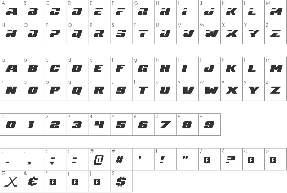 Hockey Club font character map preview