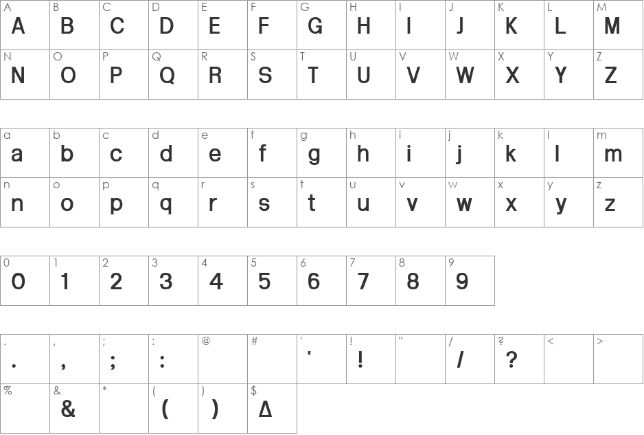 Arctik 3 font character map preview